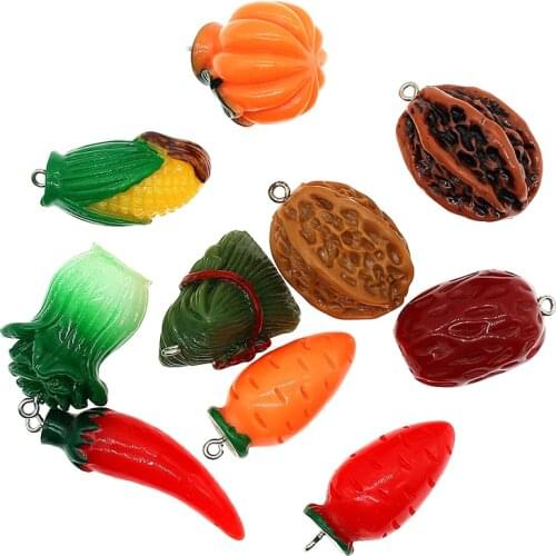 5pcs/lot Cute 3D Acrylic Resin Three-dimensional Vegetables Charms DIY Craft For Bracelet Earrings Jewelry Findings XL1127