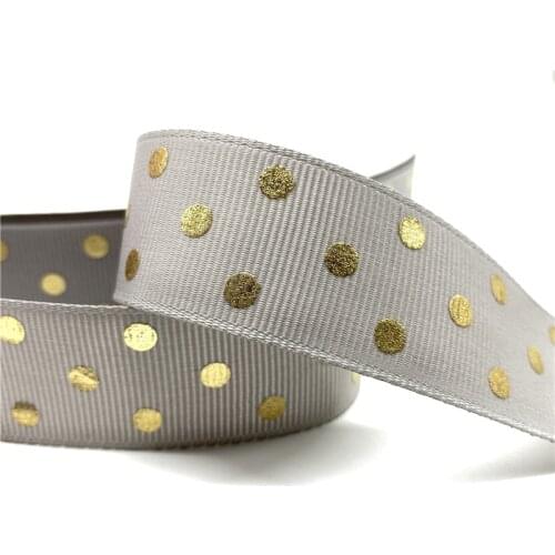 5yards 25mm 1" Grosgrain Ribbon Printed Spot Pattern for Christmas Wedding Decoration DIY Sewing Handmand Craft Accessories #03
