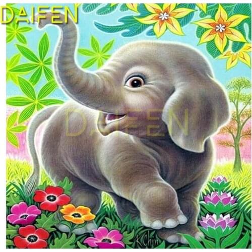5DDIY Diamond painting animal Full Square Diamond embroidery Cross stitch Flower lily Full Round Diamond mosaic Cartoon elephant