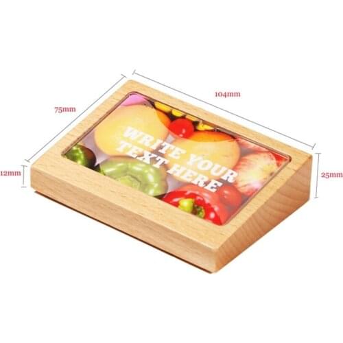 90*54mm wooden acrylic cover sign poster card frame merchandise function price tag card holder frame table desk sign frame