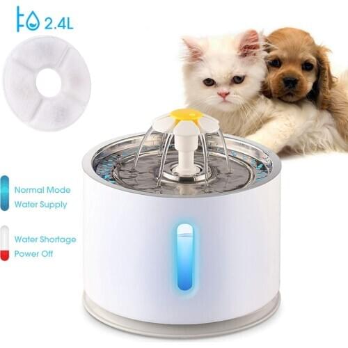 Automatic Cat Water Fountain 2.4L Water level Window LED Electric Mute Water Feeder Dog Pet Drinker Bowl Pet Drinking Dispenser