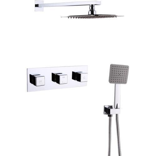 Free Shipping Bathroom shower set Concealed In Wall Mounted Rainfall Shower Set 8Inch Shower Head Faucet Tap Mixer Valve