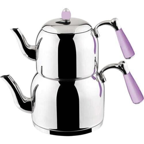 Teapot Stainless Steel For Turkish Tea Mega Size Basic Lily 18/10 Cr * Ni Made in Turkey