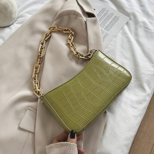 Designer Summer Stone Pattern Leather Armpit Shoulder Bags for Women 2021 Solid Color Chain Female Travel Fashion Hand Bag