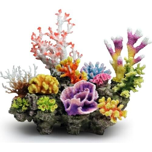 DW Aquarium Resin Artificial Coral Decoration Fish Tank Coral Reef Ornament Stone Coral Flower Decor Aquarium Background
