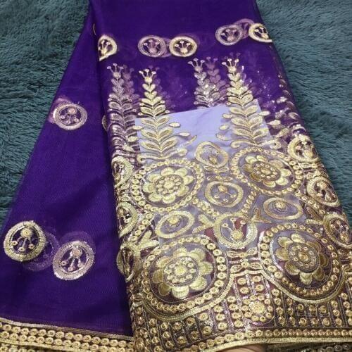 Purple Sequins Fabric High Quality Mesh Lace Fabric Hot Sale African Sequin Lace Fabric Silver 5yard/lot M22861