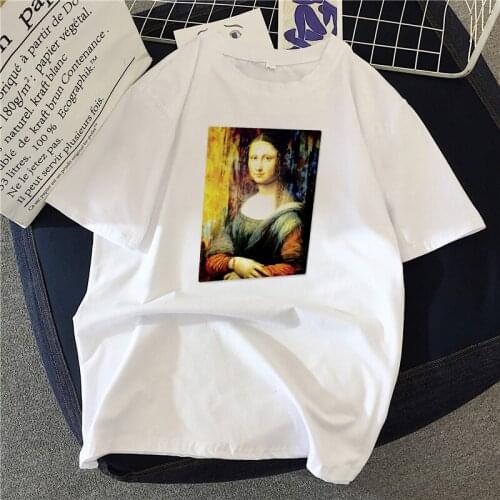 Spoof Mona Lisa T Shirt Women Personality Fashion Tshirt Summer Harajuku Aesthetics Short Sleeve White Tops Female T-shirt