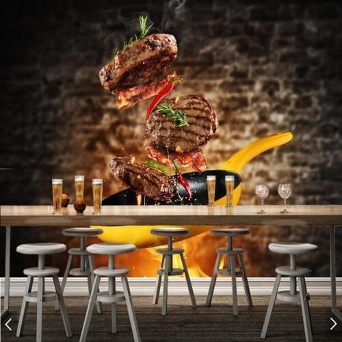 Beef powder flew out of the pot 3d wallpaper papel DE parede,dining room kitchen restaurant bar cafe fast food shop mural