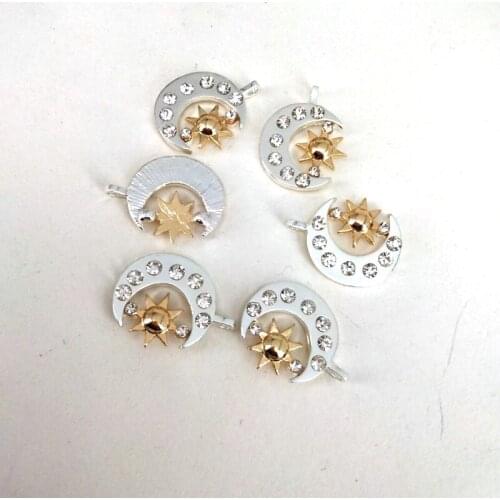 Hzew 5 pcs new Pair Of Celestial gold Sun And silver color Moon pendant charm Best Friends Gift For Friend men women