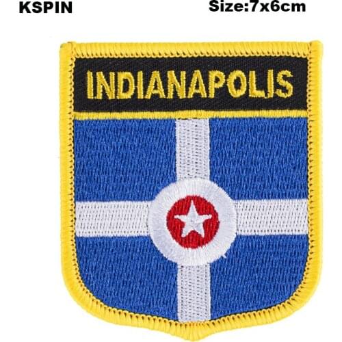 Indianapolis Shield Shape Flag patches embroidered flag patches national flag patches for Cothing DIY Decoration