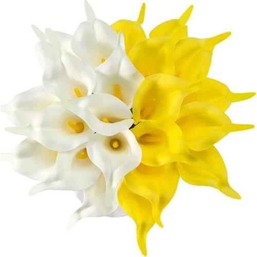 20Pcs Artificial Calla Lily Artificial Flowers Bouquet With Stem For Wedding, Home, Party, Office And Garden Decoration-ABUX