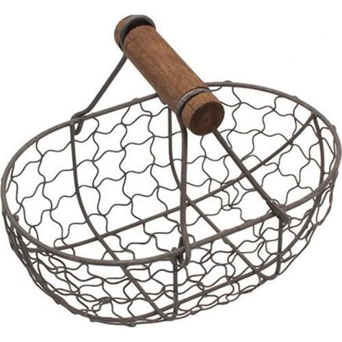 Exquisite Storage Basket Strong Construction Wrought Iron Retro Style Bright-colored Organizer Basket Home Cane Rattan Basket