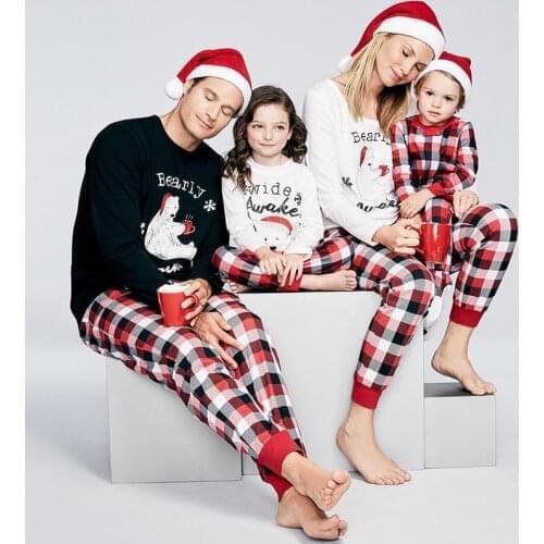 Family Matching Clothes Christmas Pajamas Set Mommy and Me Clothes Bear Print Tops Pants Family Look Outfits Father Son Clothing