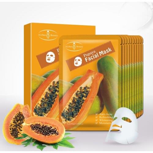 Papaya Facial mask for the face korea cosmetic Moisturizing fabric face masks care wrinkle acne beauty face film mask 10pcs/set