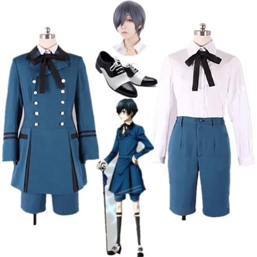 Black Butler kuroshitsuji Ciel Phantomhive Cosplay Costume emboitement Sebasti Kuroshitsuji Aristocrat Cosplay Costume and wigs