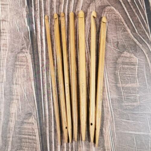 7 Size/Set Bamboo Handle Crochet Hooks Bamboo Knitting Needles Knit Weave Yarn Crafts DIY Knitting Tools