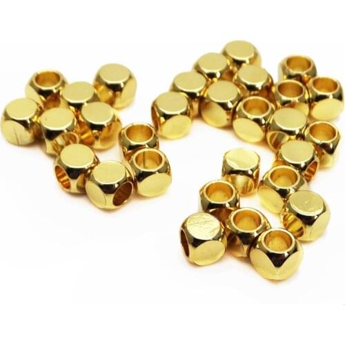 Brass plated with gold square bead Large spacer Hexagonal bead DIY bracelet necklace jewelry accessories beaded Smooth bead