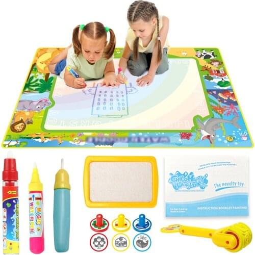 New 99*70cm Big Size Magic Water Drawing Mat with 3 Magic Pens & Stamp Set Painting Board Doodle Mat Educational Toy for Kids