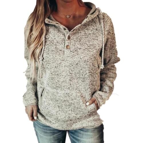 2020 Fashion Casual Sweatshirt Ladies Hooded Solid Color Loose Ladies Hoodie All-match Simple Sudadera Mujer Wn