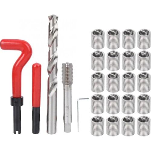 25Pcs M3/M4/M5/M6/M7/M8/M10/M12/M14 Thread Repair Insert Kit Damaged Threads Restoring Tools Wire Screw Sleeve Repair Inserts