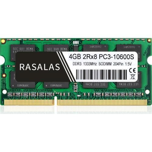 Rasalas 4GB 2Rx8 PC3-10600S DDR3 1333Mhz SO-DIMM 1,5V Notebook RAM 204Pin Laptop Memory sodimm NO-ECC