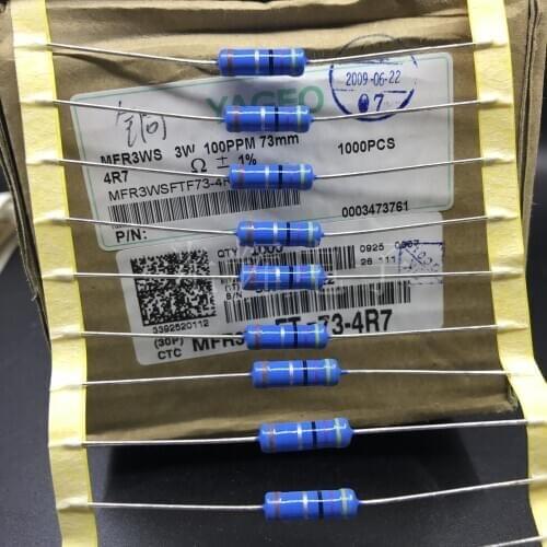 Original new 100% metal film precision thick copper foot five color ring resistor MFR3WS 3W 4.7R 1% 4.7OHM (Inductor)