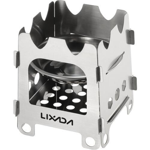 Lixada Titanium Outdoor Camping Stove Portable Ultralight Folding Wood Stove Pocket Camping Fishing Hiking Outdoor Stove Lixada