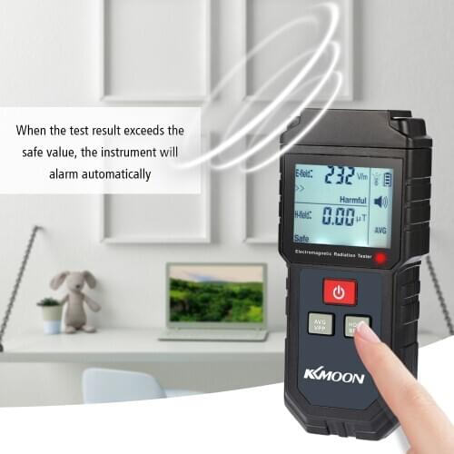KKmoon Portable LCD Electromagnetic Radiation Tester Electric Field Magnetic Field Dosimeter Detector with Sound and Light Alarm