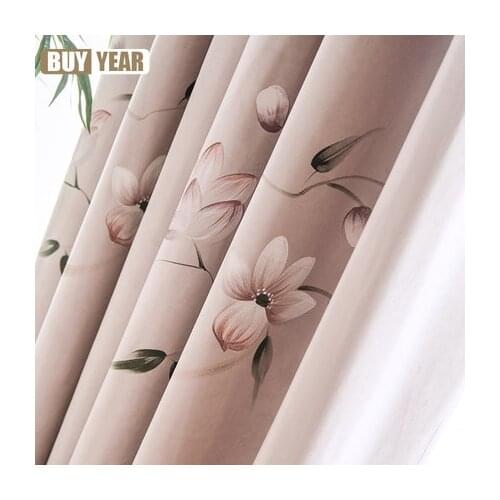 New Chinese Printed Curtains Blackout Curtains for Living Room Bedroom Study Finished Product Custom White Screen Curtains