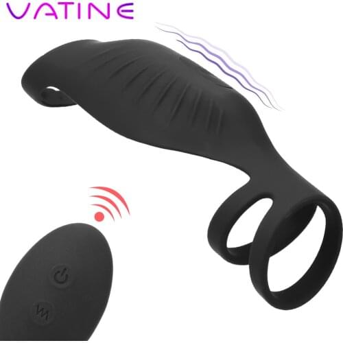 VATINE 9 Modes Delay Ejaculation Wireless Remote Control Vibrating Penis Ring Penis Enlargement Penis Sleeve Erection Cock Ring