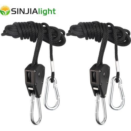 2pcs/4pcs 1/8 Inch Nylon Rope Ratchet Hangers Adjustable Lifters Light Hanging Kit for LED Grow Light Grow Tent Room