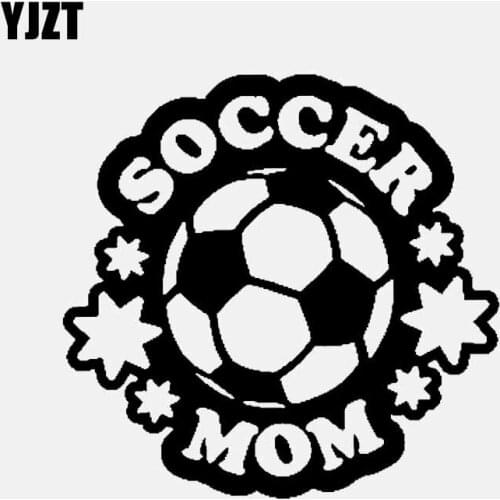 YJZT 15CM*14.5CM SOCCER MOM Car Sticker Personality Vinyl Decal Black/Silver C3-1576