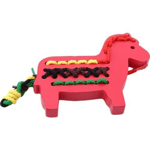 1 Set Red Animal Horse Stringing Toy Funny Puzzle Toys For Children Baby Toys Gifts For Kids