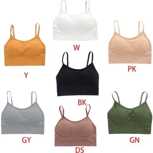 Women Ribbed Seamless Bra Padded Wrapped Chest Tube Top Sports Solid Color Vest A0NF