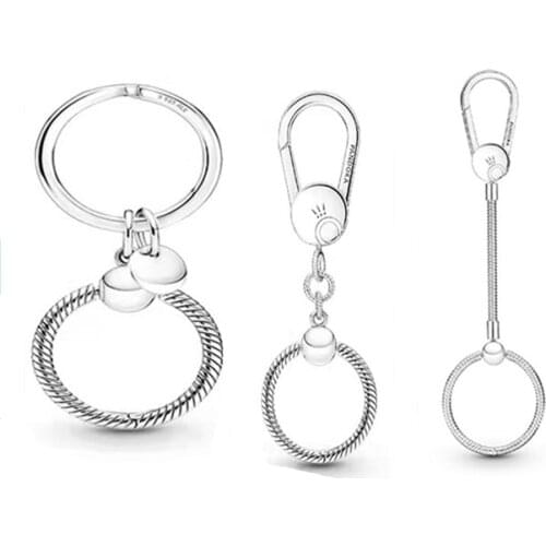 New luxury womens jewelry 925 sterling silver original Pandora personality simple DIY pendant accessories key ring wholesale