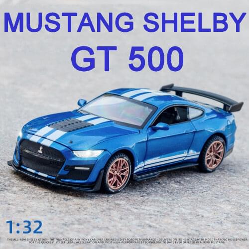 1/32 Ford Mustang Shelby GT500 Diecast Alloy Car Model Toys For Childrens Gift High Simulation Metal Supercar Kids Toy Vehicle