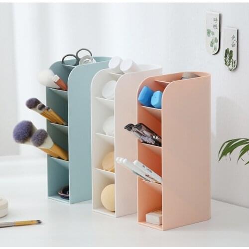 1PC Multifunctional 4 Gird Desktop Storage Box Pen Holder Desk Makeups Pencil Storage Stand Box School Office Stationery