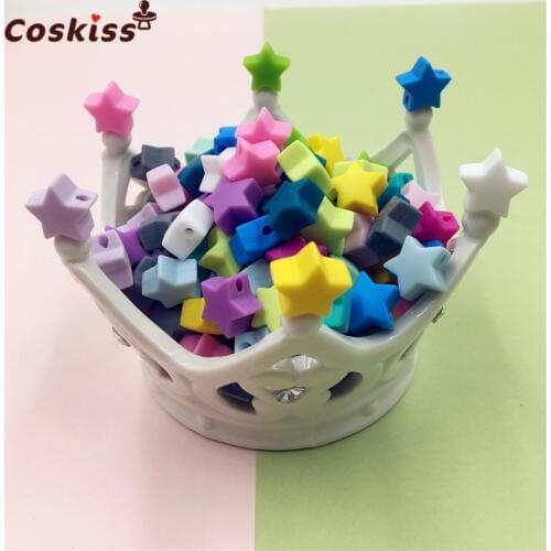 Silicone Beads Star Shape 10pcs 14mm Food Grade Teether BPA Free Ecofriendly Beads Bracelet Diy Jewelry Baby Teether