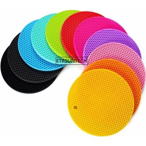 100pcs Multi-Functional Silicone Heat Insulation Non Slip Coaster Mat Kitchen Dining Table Decoration Round Pads Tool