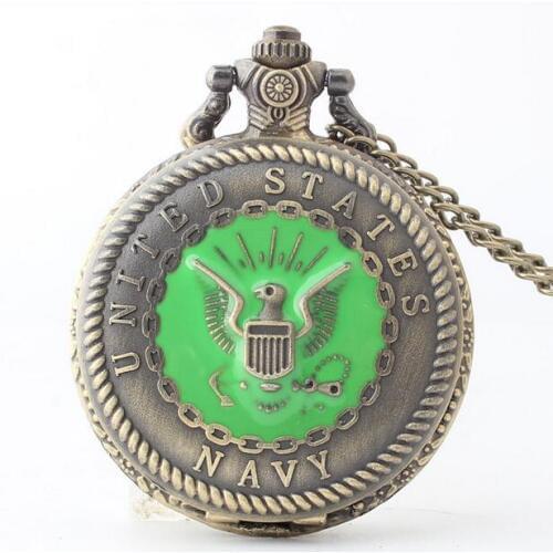 2020 Hot United States Army Navy pattern Bronze antiques Modern hours quartz Necklace pocket watches gift