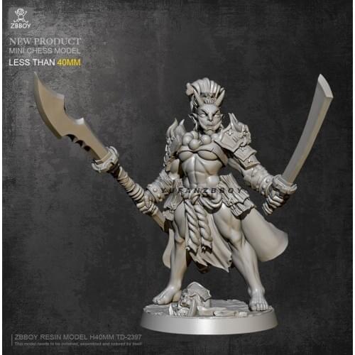 40mm Resin figure kits Female Orc Warrior model self-assembled TD-2397