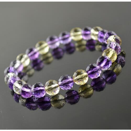5pcs 8mm Faceted Yellow Purple Crystal Round Beads Luxury Women Bracelet Natural Semi-precious Stone Jewelry