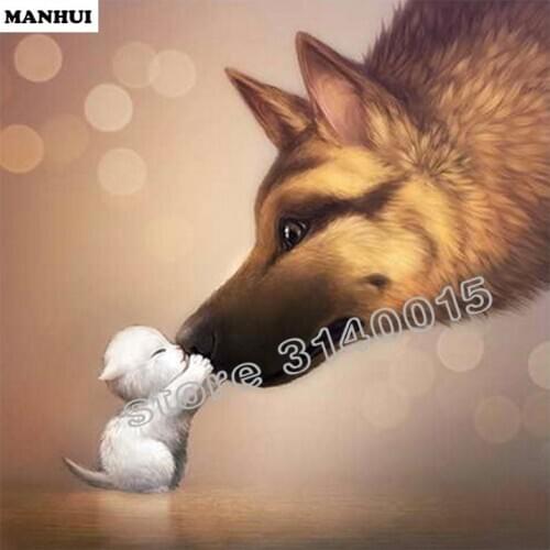 5D Diy Diamond Painting Embroidery Full Animal Mother and wolf Cross Stitch Beads Handwork Kits Wall Mosaic Home Decor BFC091