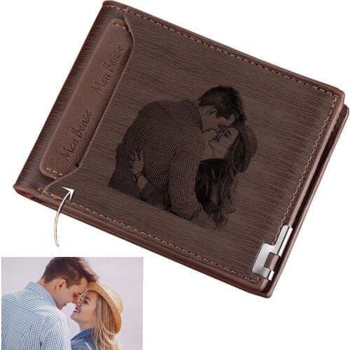 Picture Wallet Mens Short Custom Pattern Engraving Wallet Double Folding Retro Young Custom Wallet For Memorial Festival Gift