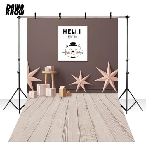 DAWNKNOW Indoor Photography Background Wood Floor Wall Photocall Polyester Children Backdrops For Wedding Photo Studio lv2239