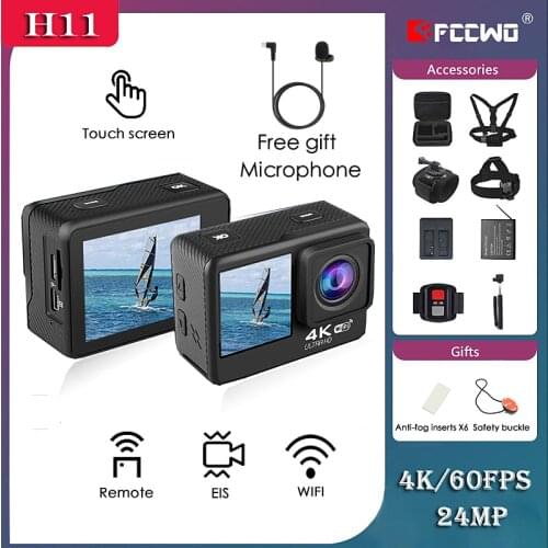 H11 Action Camera 4K 60FPS 24MP 2.0 Touch LCD EIS Dual Screen WiFi Webcam Waterproof Helmet Sports Video Cam Go Sport pro Came