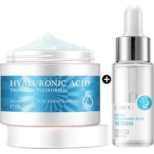 Hyaluronic Acid Face Care Set Facial Cream & Serum Essence Whitening Moisturizing Brighting Skin Nourishing Shrink Pores Serum