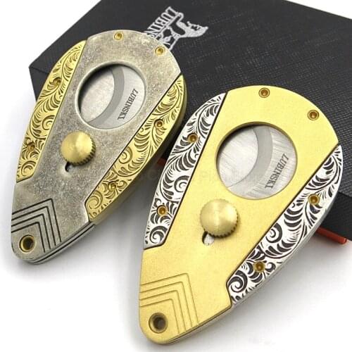 LUBINSKI High Grade Stainless Steel Dual Blades Super Sharp Cigar Cutter Guillotine Scissor Portable Tobacco Sigaar Cutter