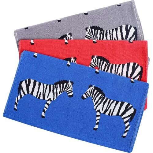 GRACE Three pack，Cotton towel, three-layer gauze towel, zebra pattern embroidery,75 grams each，74x34cm,Breathable and absorbent