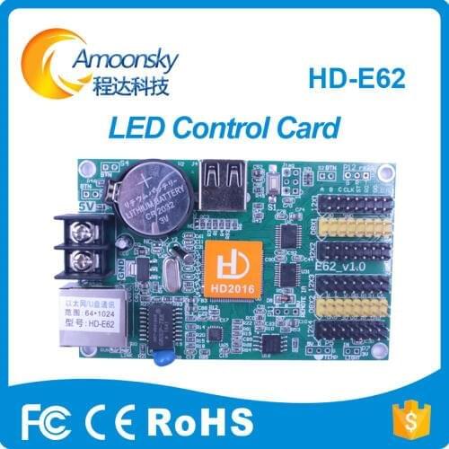 HD-E62 Single & Dual Color LED control card Ethernet & USB port 1024*64 4*HUB12 & 2*HUB08 port huidu HD E62 original factory